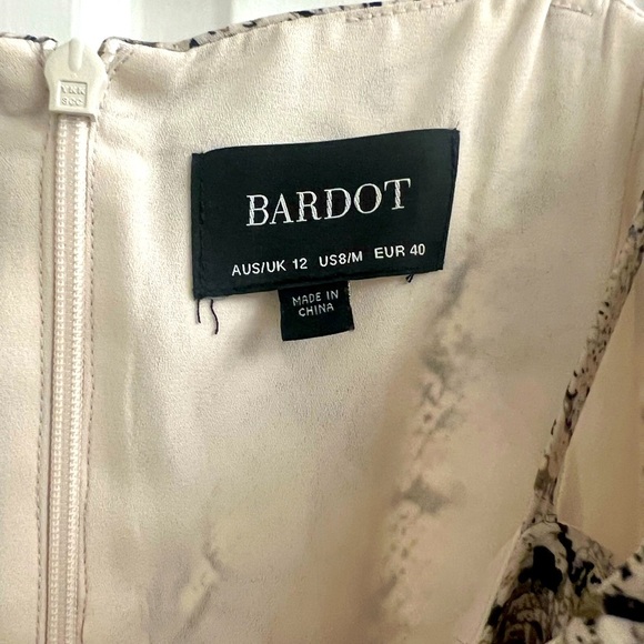 BARDOT snakeskin ruffle mini dress 8 - Picture 3 of 4